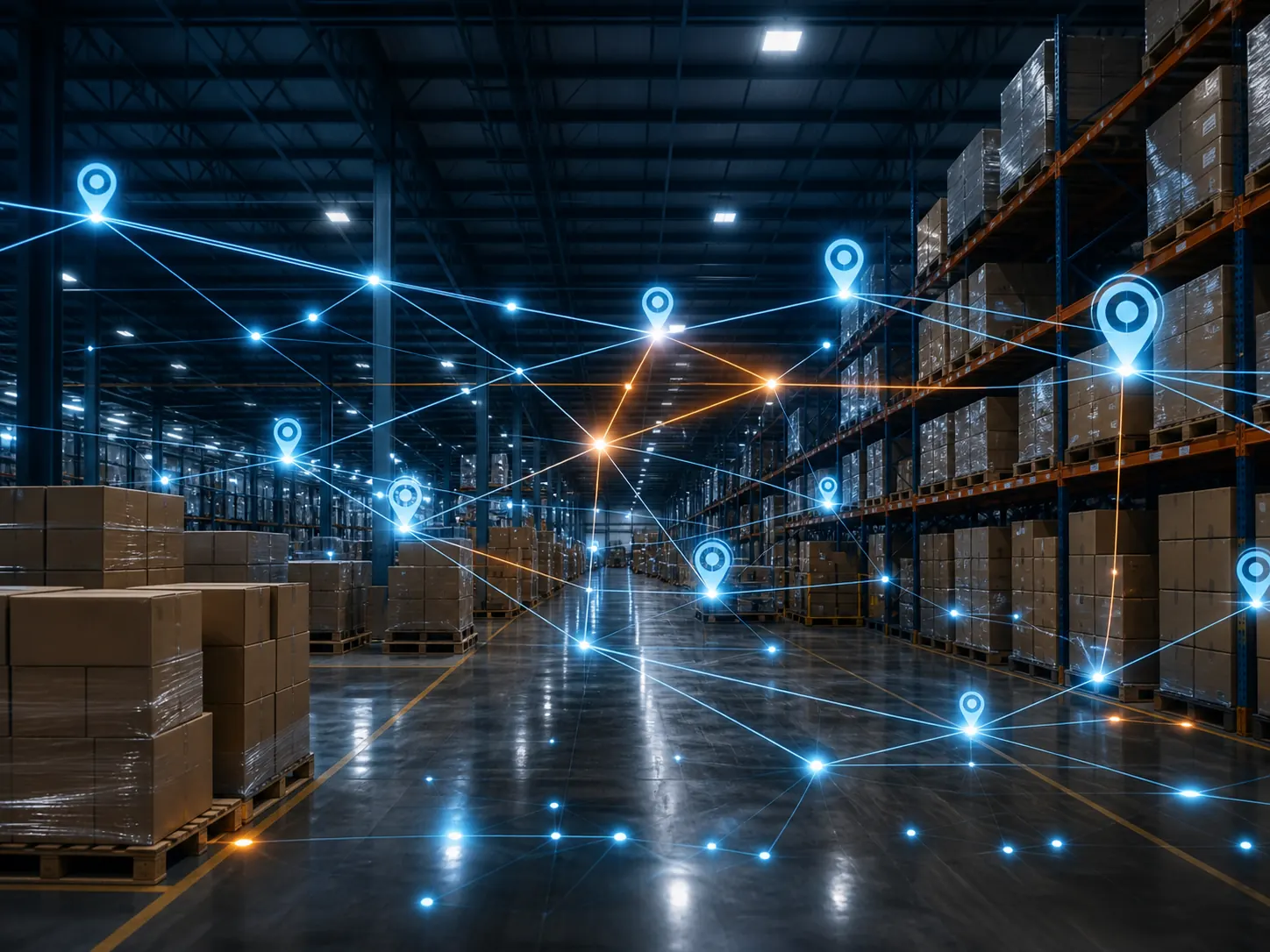 Distribution network visualized through warehouse operations
